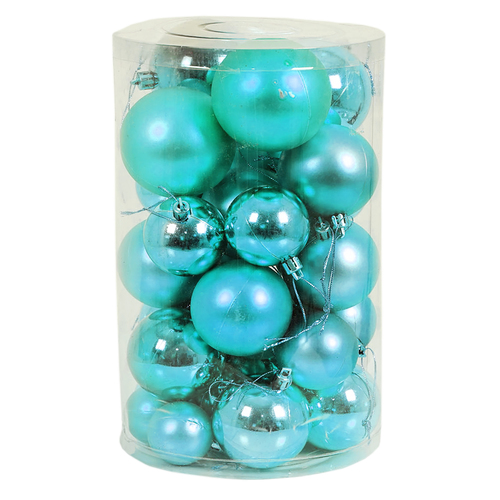 30tlg. Christbaumkugeln / Weihnachtskugeln petrol  4/5/6/7cm