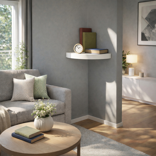 Eckregal Wandregal B�cherregal Schweberegal Wei� Regal MDF 30x30cm