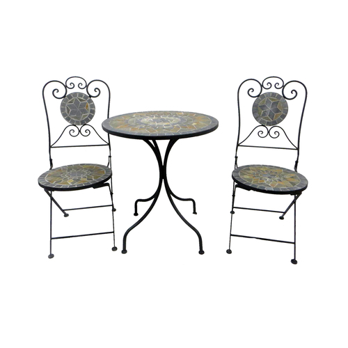 3-teiliges Mosaik Sitzgarnitur Bistrom�bel Gartengarnitur Tisch St�hle