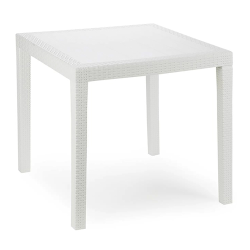 Gartentisch King Eckig Wei� 79x79x72cm Rattan-Optik