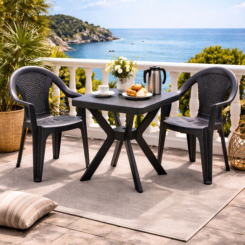 Bistro Sitzgarnitur Gartengarnitur Bistrogarnitur 3-teilig Anthrazit