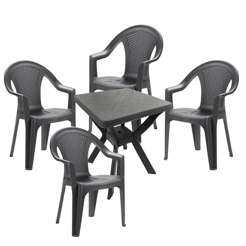 Bistro Sitzgarnitur Gartengarnitur Bistrogarnitur 5-teilig Anthrazit