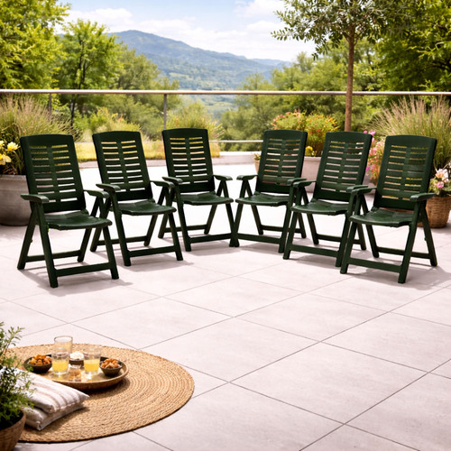 6 St�ck Klappstuhl Positionsstuhl Kunststoff Gr�n 5-Positionen