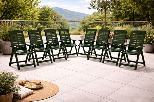 8 St�ck Klappstuhl Positionsstuhl Kunststoff Gr�n 5-Positionen