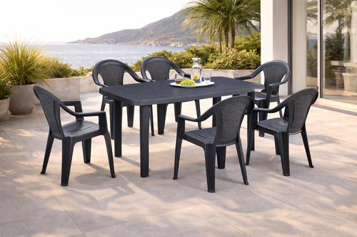 Sitzgarnitur Gartengarnitur 7-teilig Anthrazit