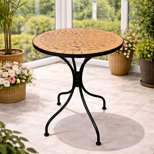 Mosaik Tisch Bistrotisch Gartentisch Balkontisch 60cm Terrakotta
