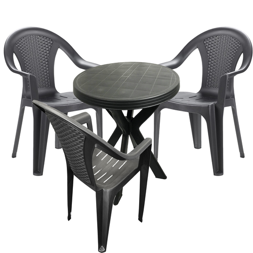 4-teilig Sitzgarnitur Bistrogarnitur Gartengarnitur Tisch  Anthrazit