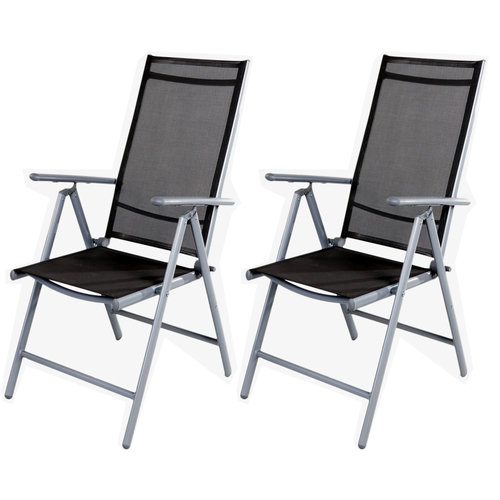 2 St�ck Hochlehner Aluminium - Textilen Silbergrau/Anthtrazit