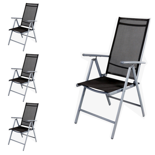 4 St�ck Hochlehner Aluminium - Textilen Silbergrau/Anthtrazit