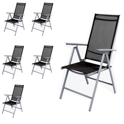 6 St�ck Hochlehner Aluminium - Textilen Silbergrau/Anthtrazit