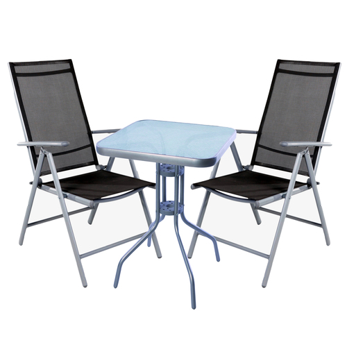 Bistro Sitzgarnitur Bistrogarnitur 3-teilig Silber/Anthrazit