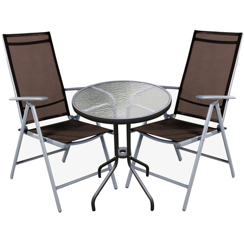 Bistro Sitzgarnitur Bistrogarnitur 3-teilig Silbergrau/Schokobraun