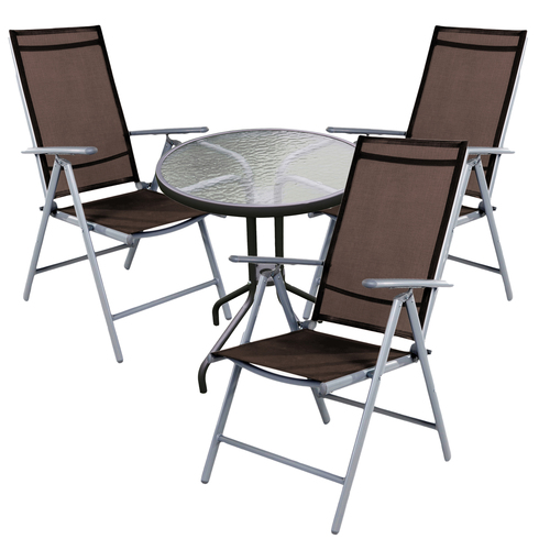 Bistro Sitzgarnitur Bistrogarnitur 4-teilig Silbergrau/Schokobraun