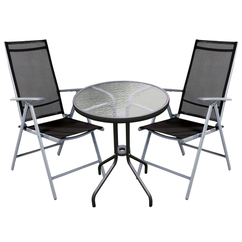 Bistro Sitzgarnitur Bistrogarnitur 3-teilig Silber/Anthrazit