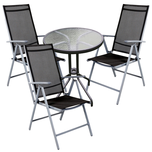 Bistro Sitzgarnitur Bistrogarnitur 4-teilig Silber/Anthrazit