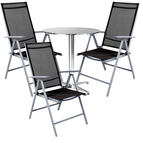 Bistro Sitzgarnitur Bistrogarnitur 4-teilig Silber/Anthrazit