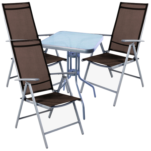 Bistro Sitzgarnitur Bistrogarnitur 4-teilig Silbergrau/Schokobraun