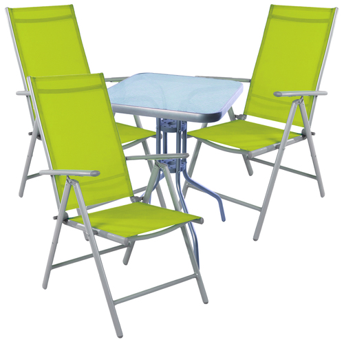 Bistro Sitzgarnitur Bistrogarnitur 4-teilig Silbergrau/Lime
