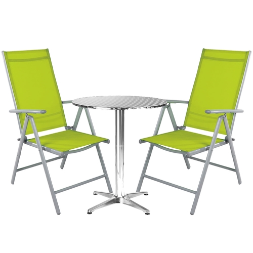 Bistro Sitzgarnitur Bistrogarnitur 3-teilig Silbergrau / Lime