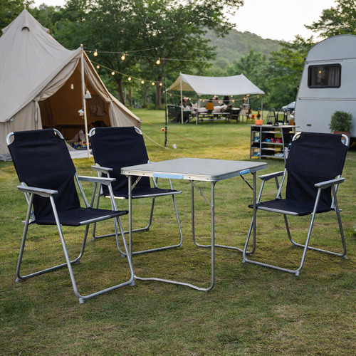 4-teiliges Campingm�bel Set Alu L70xB50xH59cm schwarz