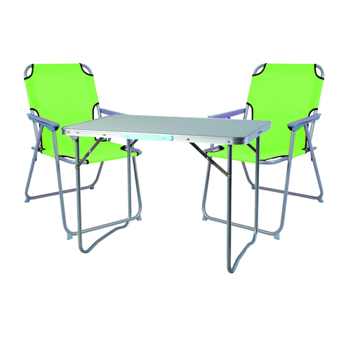 3-teiliges Campingm�bel Set Alu L70xB50xH59cm lime-gr�n