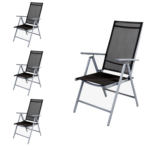 4 St�ck Garten Klappstuhl Aluminium - Textilen Silbergrau/Anthrazit