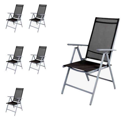 6 St�ck Garten Klappstuhl Aluminium - Textilen Silbergrau/Anthrazit