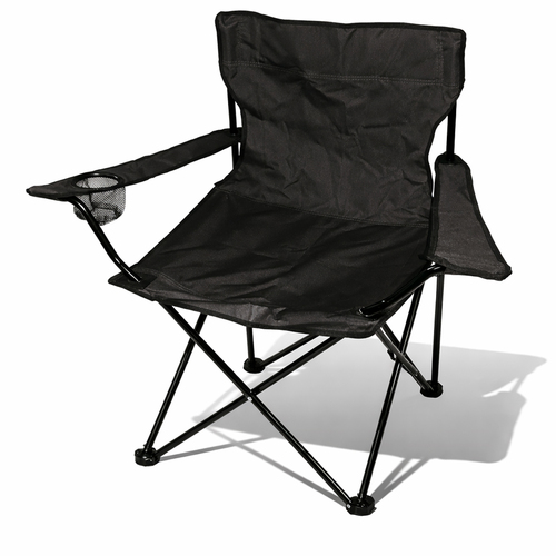 Anglersessel mit Getr�nkehalter und Tasche Campingstuhl Schwarz 