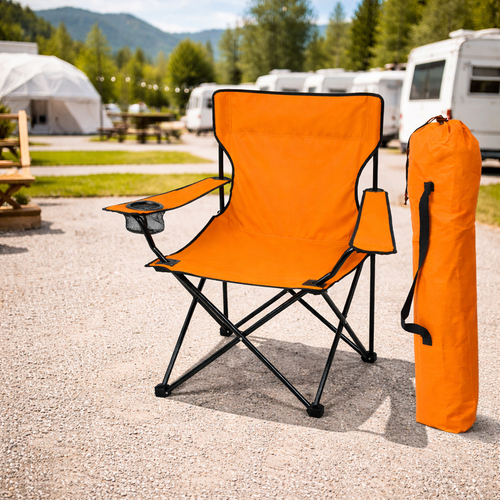 Anglersessel mit Getr�nkehalter und Tasche Orange