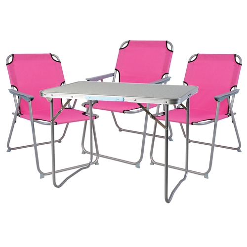 4-teiliges Campingm�bel Set Alu L70xB50xH59cm pink