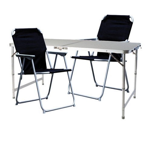 3tlg. Campingm�bel Set Alu wetterfest robust120x60x58/70cm schwarz