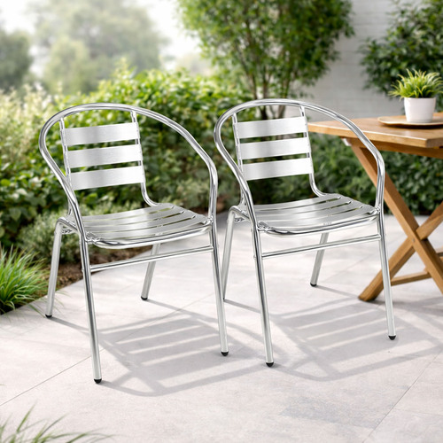 2 St�ck stabile Aluminuim Bistrost�hle Gartenstuhl stapelbar