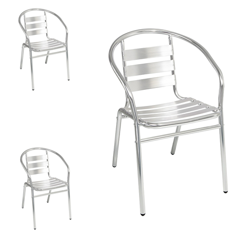 3 Stck stabile Aluminuim Bistrosthle Gartenstuhl stapelbar