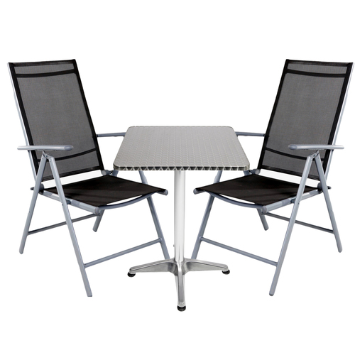 Bistrogarnitur 3-teilig Aluminium - Textilen / Anthrazit