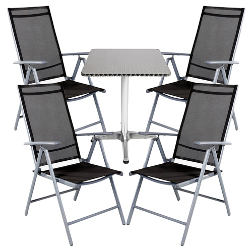 Bistrogarnitur 5-teilig Aluminium - Textilen / Anthrazit