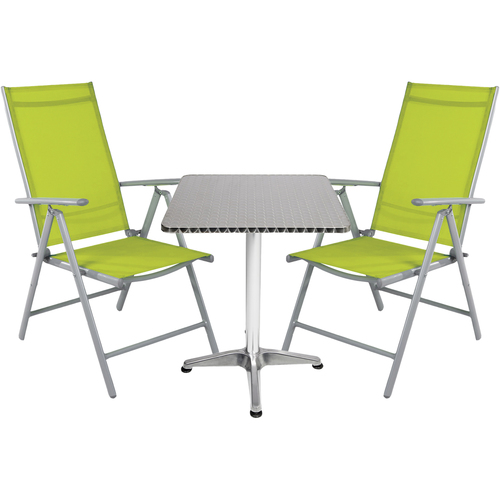 Bistrogarnitur 3-teilig Aluminium - Textilen / Lime