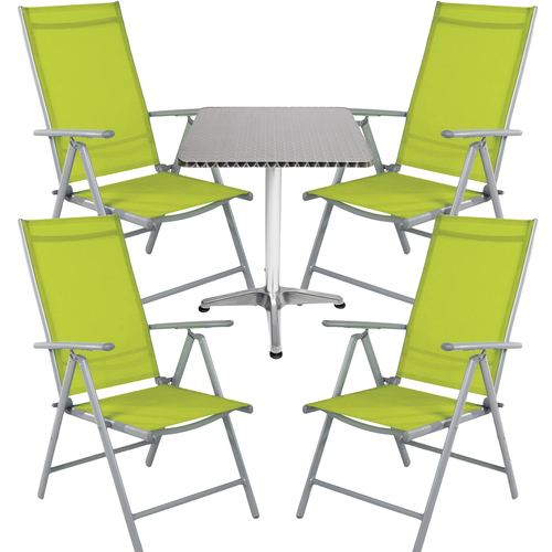 Bistrogarnitur 5-teilig Aluminium - Textilen / Lime