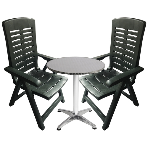 Bistro Sitzgarnitur Bistrogarnitur 3-teilig Silber/Gr�n