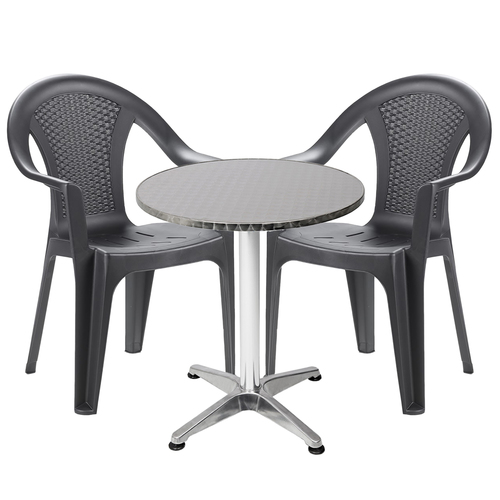 Bistrogarnitur 3-teilig Aluminium - Kunststoff Anthrazit