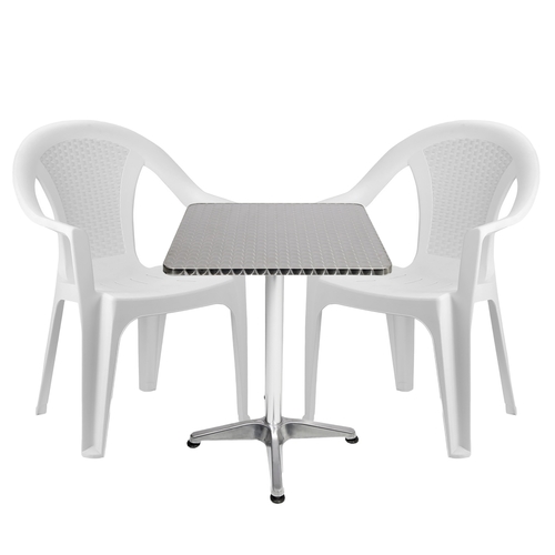 Bistrogarnitur 3-teilig Aluminium - Kunststoff Wei�