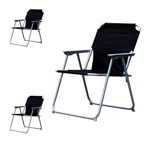 3 St�ck Campingstuhl Stoff Oxfort Metall Schwarz 