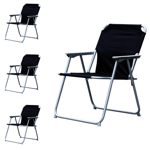 4 St�ck Campingstuhl Stoff Oxfort Metall Schwarz 
