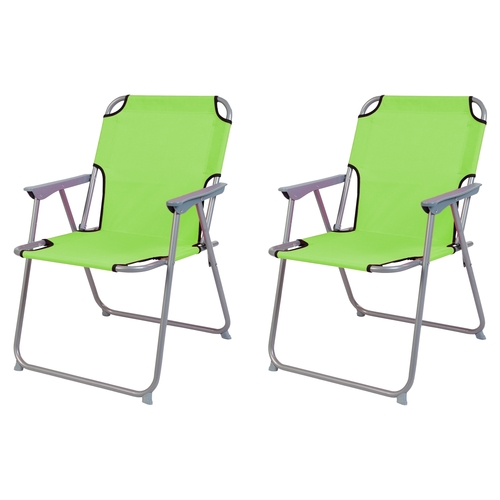 2 St�ck Campingstuhl Stoff Oxfort Metall Lime Gr�n