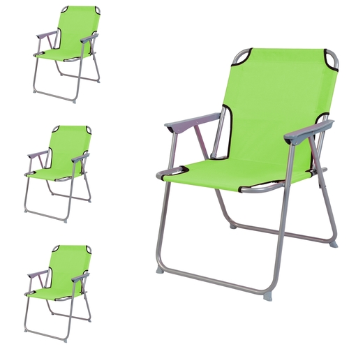4 St�ck Campingstuhl Stoff Oxfort Metall Lime Gr�n
