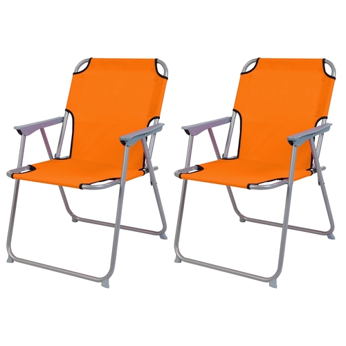 2 St�ck Campingstuhl Stoff Oxfort Metall Orange