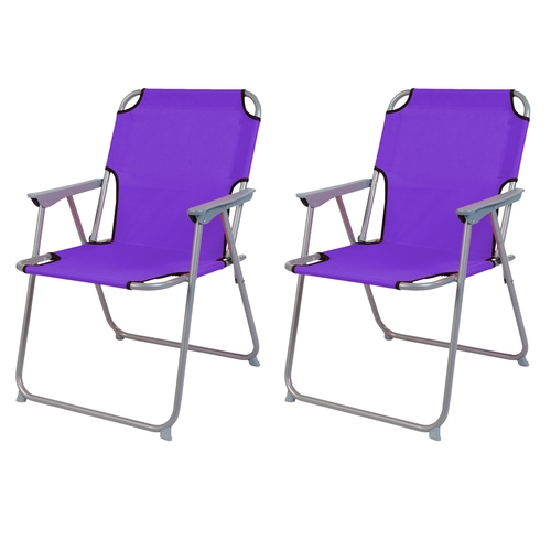 2 St�ck Campingstuhl Stoff Oxfort Metall Lila