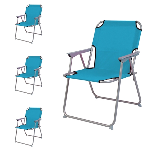 4 St�ck Campingstuhl Stoff Oxfort Metall Petrol