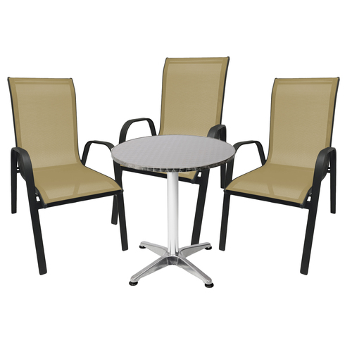 Bistro Sitzgarnitur Bistrogarnitur 4-teilig Anthrazit/Beige