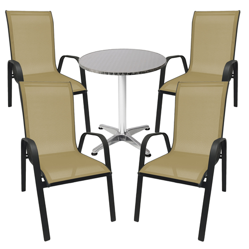 Bistro Sitzgarnitur Bistrogarnitur 5-teilig Anthrazit/Beige