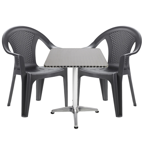 Bistrogarnitur 3-teilig Aluminium - Kunststoff Anthrazit